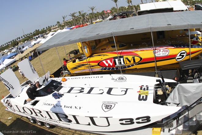 Two eventual winners in the pits, 'Loriblu Fastboats', which claimed victory in Super Cat and 'WHM Motorsports', winner in Superboat Unlimited.  - Superboat © Rodrick Cox